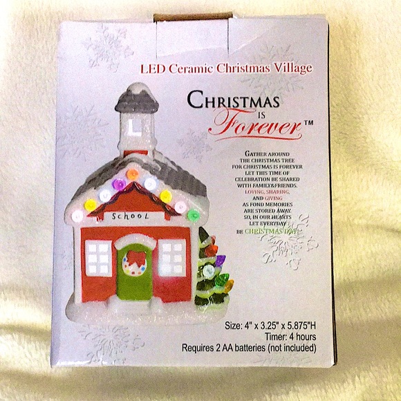 Little Red Schoolhouse LED Christmas is Forever Village Lights Up - Picture 2 of 16